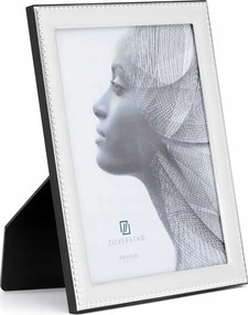 Klasszikus képkeret ezüstözött fa hátlap díszítéssel 13x18 cm