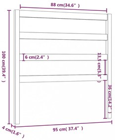 mézbarna tömör fenyőfa ágyfejtámla 95 x 4 x 100 cm
