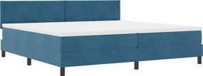 vidaXL LED Box Spring Ágy matracmal Sötét kék 200 x 200 cm Bársony