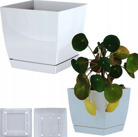 Alacsony szögletes virágtartó fényes 24cm állvány