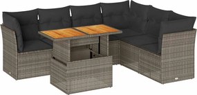 vidaXL 7 részes szürke polyrattan kerti ülőgarnitúra párnákkal