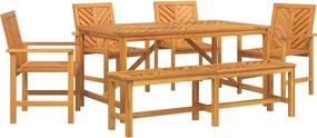 vidaXL Kert étkező szett 6 pcs Barna Tömör Akácfa