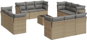 vidaXL 13 részes bézs polyrattan kerti ülőgarnitúra párnákkal