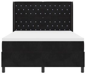 Box Spring Ágy Matraccal &amp; LED Fekete 140x190 cm Bársonyos