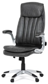 Szürke Ökobőr Irodai Főnöki Szék Hinta Mechanikával. KA-F1218 GREY