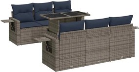 vidaXL 7 részes szürke polyrattan akácfa kerti ülőgarnitúra párnával