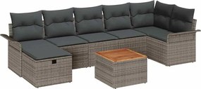 vidaXL Kerti Kanapé Szett párnával tárolóval 8 pcs Szürke polirattan