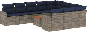 vidaXL 11 részes szürke polyrattan kerti ülőgarnitúra párnákkal