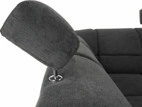 Ülőgarnitúra, műbőr fekete/szövet sötétszürke, balos, SANTIAGO U