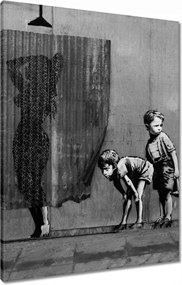 Vászonkép 60x80 Banksy Csaj Zuhany
