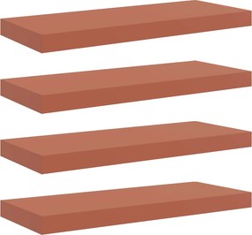 vidaXL Falpolc Falra szerelhető 4 pcs Piros 60 x 23 x 4 cm Faanyag