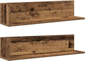 vidaXL 2 db antik fa színű szerelt fa fali polc 75 x 16,5 x 16,5 cm