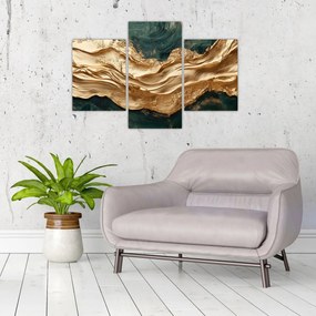 Kép - Zöld absztrakció arannyal II. (90x60 cm)