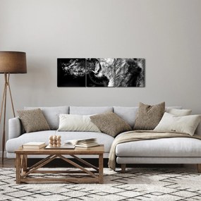 Kép - nőstény oroszlán portré (órával) (90x30 cm)