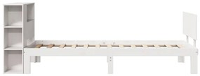 fehér tömör fenyőfa könyvespolcos ágy matrac nélkül 100x200 cm