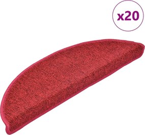 vidaXL 20 db lépcsőszőnyeg 56 x 17 x 3 cm piros félkör alakú
