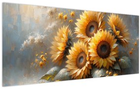 Kép - Napraforgók festménye (120x50 cm)