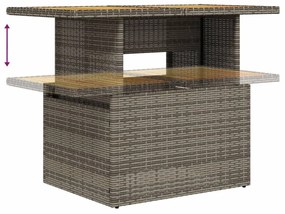 szürke polyrattan és akácfa kerti asztal 100 x 55 x 73 cm