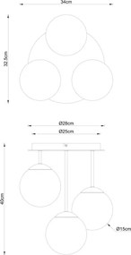 Globo 47441-3CH - Felületre szerelhető csillár HARMON 3xE14/25W/230V sárgaréz