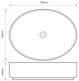 Erga Aadhya, asztali mosogató 550x415x140 mm, fekete matt, ERG-V03-9594-M-001-BK