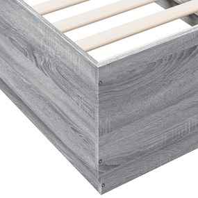 szürke sonoma színű szerelt fa ágykeret LED-del 75x190 cm