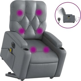 vidaXL elektromos szürke műbőr felállást segítő dönthető masszázsfotel