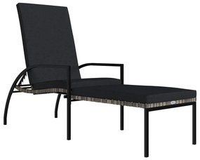 Szürke polyrattan napozóágy lábtartóval