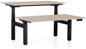 OfficeTech Dual állítható magasságú asztal, 140 x 80 cm, fekete alap, tölgy