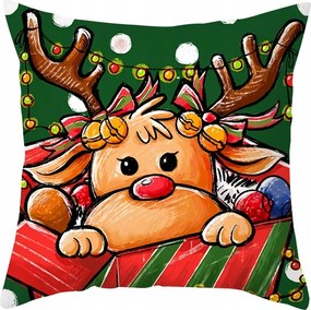 Karácsonyi párnahuzat Rudolf zöld rénszarvas 45x45