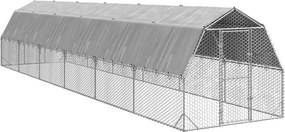 vidaXL Csirkekifutó tetővel 2,5x12x2,25 m horganyzott acél