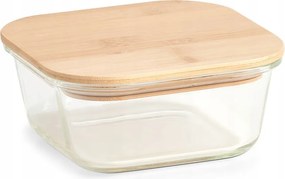 Tárolódoboz, 800 ml, üveg bambusz, 15x15x6 cm