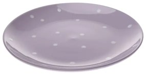 Pöttyös kerámia tányér lila alapon fehér