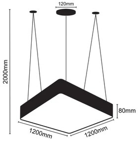 LED Csillár zsinóron LED/240W/230V 4000K 120x120 cm
