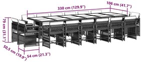17 részes barna polyrattan kerti étkezőgarnitúra párnákkal