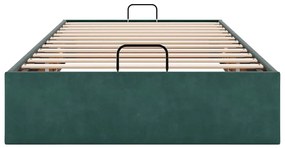 Ottomán ágykeret matrac nélkül Sötétzöld 100x200 cm bársony