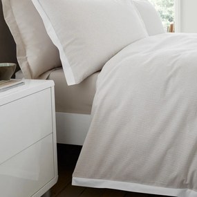 Krémszínű egyszemélyes pamut-perkál ágyneműhuzat 135x200 cm Seersucker Woven Stripe – Bianca