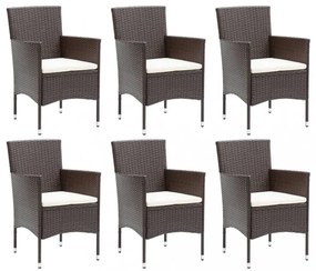 vidaXL 7 részes barna polyrattan kerti étkezőgarnitúra párnákkal