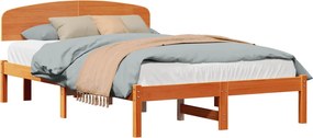 vidaXL Ágykeret fejtámlával Faggyú barna 140 x 190 cm Tömör fenyőfa