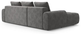 Szürke bársony kinyitható-tárolóhelyes sarokkanapé (bal oldali-heverő résszel) Linz – Cosmopolitan Design
