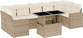 vidaXL 8 részes bézs polyrattan kerti ülőgarnitúra párnával