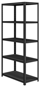 Fekete, nyitott fém garázs polcrendszer, 900x1830x450 mm: SAM All Black