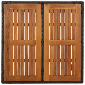 fekete polyrattan falapos kerti asztal 90 x 90 x 75 cm