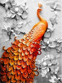 Fotótapéta Páva Arany Virágok Pillangók Elegancia Természet Luxus 184x254 +ragasztó