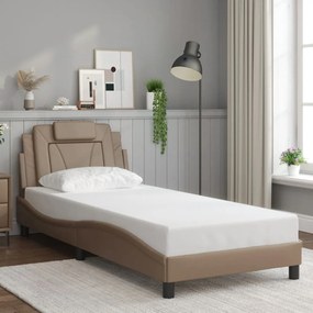 cappuccino színű műbőr ágykeret LED-világítással 80 x 200 cm