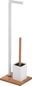 BISK Erga Plain, szabadon álló WC papír tartó wc kefével, fehér matt-barna, ERG-07619