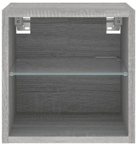 2 db szürke sonoma fali TV-szekrény LED-ekkel 30x28,5x30 cm