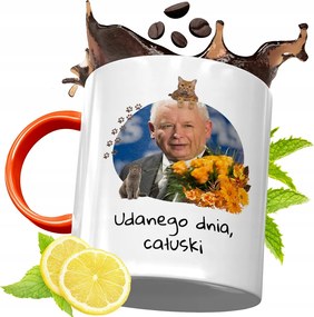 Narancssárga Bögre A Pis Elnökétől Jaroslaw Kaczynski fényképes nyomtatással