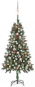 Műkarácsonyfa LED-ekkel, gömbökkel és tobozokkal 150 cm