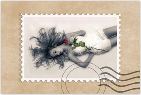 Poszter 60x40 Csaj rózsával Szerelem