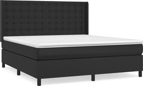 vidaXL fekete műbőr rugós ágy matraccal 160 x 200 cm